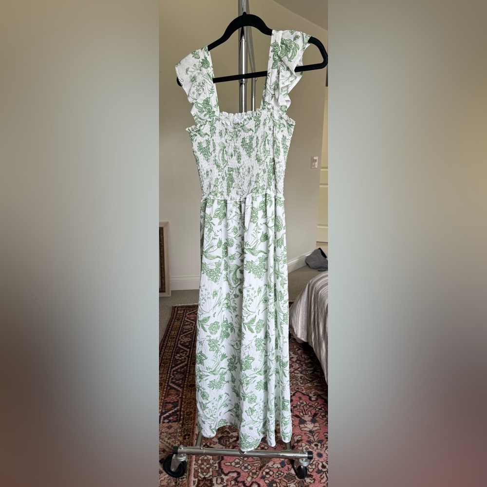 Floral Green and White Women's Dress